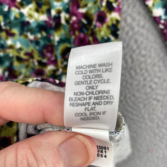 J Jill Top Womens Medium Green Multi Floral Wearever Long Sleeve Tunic Stretch - Picture 7 of 10